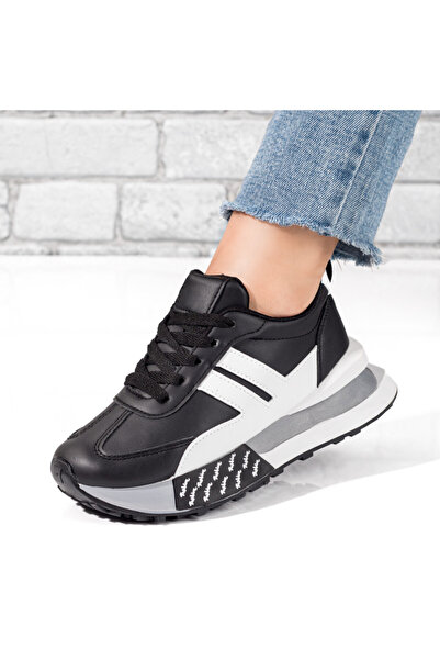 Modlet.ro Women's black and white thick-sole sports shoes MOD09898