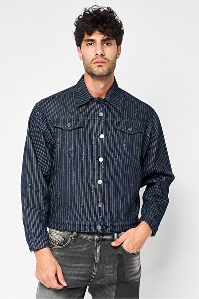 Karl Lagerfeld Men Regular Fit Stripe Denim Jacket, Multicolor