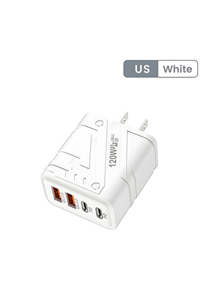 Choice 01 White US 4 Ports USB C PD Charger Quick Charge 3.0 Type C USB Phone...