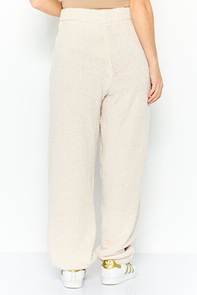 NIA Women Regular Fit Textured Sweatpants, Cream