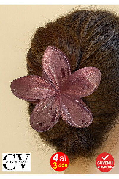 cityvision مشبك اللوتس ذو اللون الوردي الفضي مقاس 8 سم - أنيق ومتين