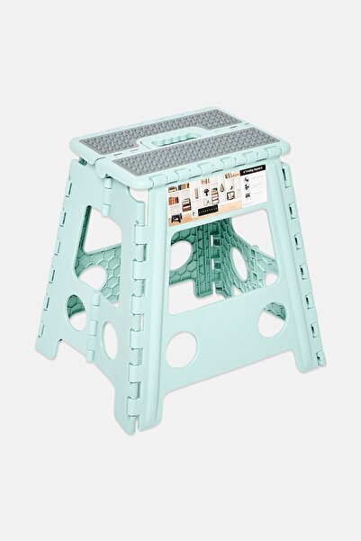 Lifestyle Plastic 16 Inch Folding Step Stool With Handle, Light Green
