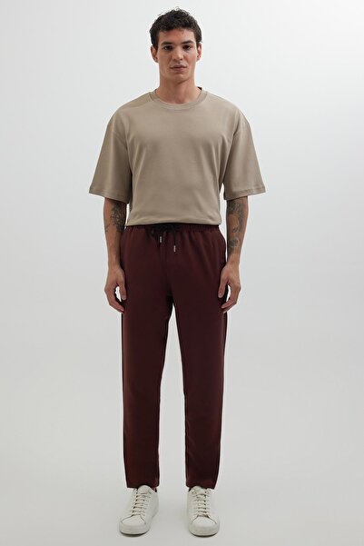 Tudors Men's Regular Fit Elastic Waist Lace-Up Jogger Tile Pants Relaxed Fit with Side Pockets