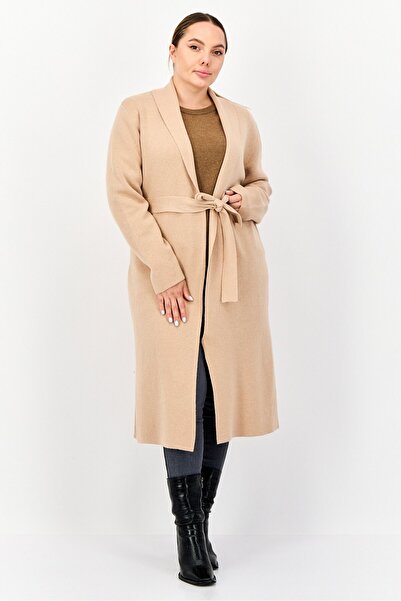 Guess كارديجان نسائي مفتوح من الأمام من مزيج الكاشيمير مع حزام، بيج