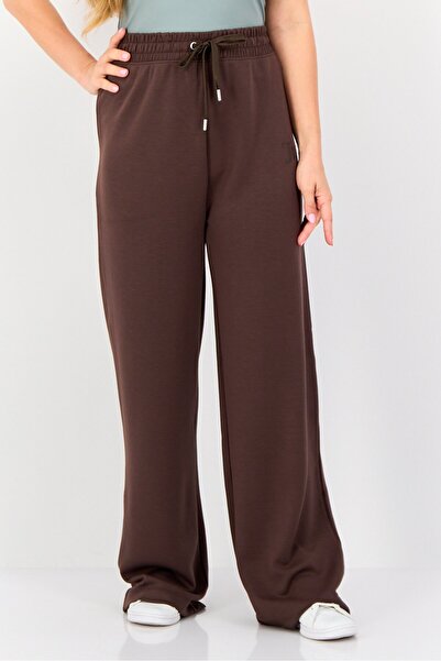 Juicy Couture Women Regular Fit Brand Logo Straight Leg Pants, Chocolate