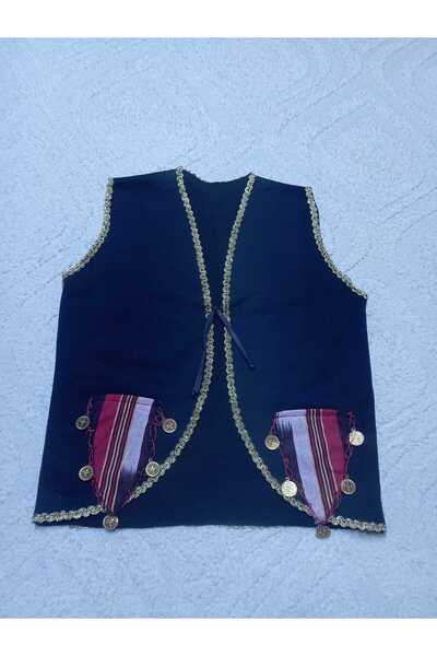 LBL La Bella Collection Girl's Black Combed Cotton Vest with Pockets, Keşan Fabric, Lira Detail, Performance Clothing