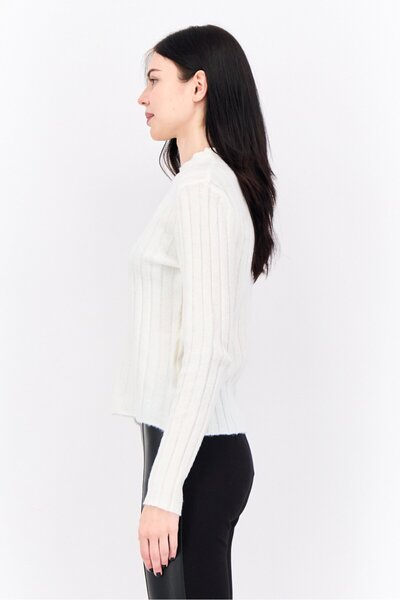 Sadie & Sage Women Mock Neck Knitted Sweater, Cream