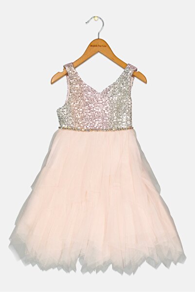 American Princess فستان ترتر بدون أكمام للبنات الصغار، وردي