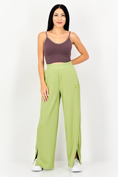 Puma Women Relaxed Fit Outdoor Wide Leg Pants, Light Olive