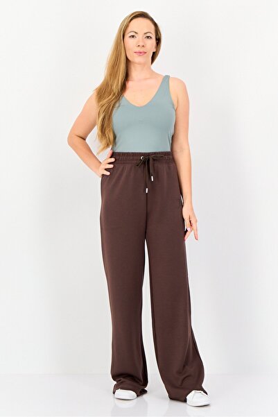 Juicy Couture Women Regular Fit Brand Logo Straight Leg Pants, Chocolate