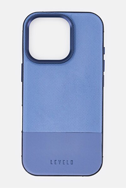 Levelo جراب حماية جلدي ثنائي اللون لهاتف iPhone 16 Pro، أزرق