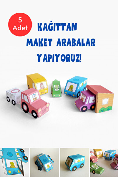 Welly Jones Kağıttan Maket Arabalar Yapıyoruz Şablonu, 5 Adet A4 Boyutta Kalı...