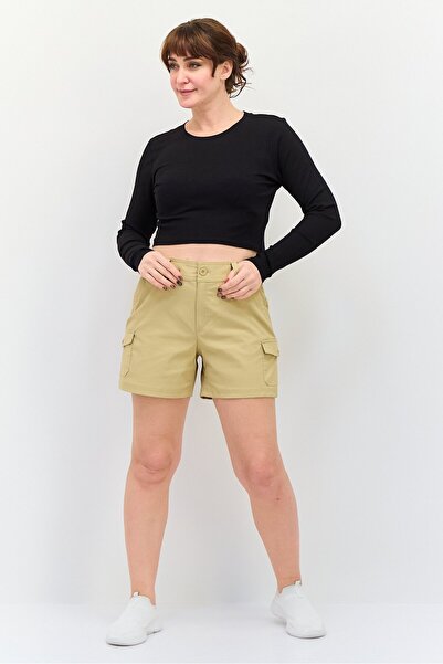 Eddie Bauer Women Solid Cargo Shorts, Khaki