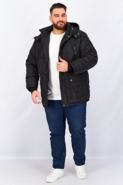 Rocawear Men Hooded Long Sleeve Quilted Jacket, Black