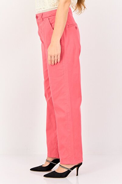 Reiko Women Cropped Fit Solid Chino Pants, Pink