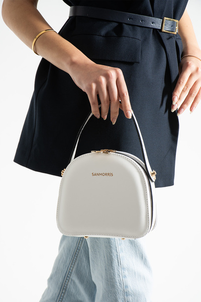 Sanmorris حقيبة يد نسائية بيضاء ذات جودة عالية من الجلد الصناعي بتصميم أنيق