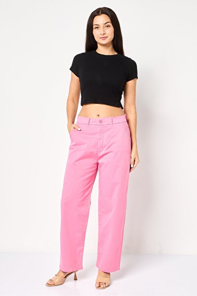 Reiko Women Regular Fit Solid Stretchable Chino Pants, Pink