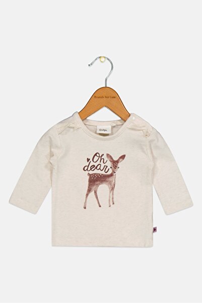 Feetje Toddlers Girl Graphic Print Long Sleeve Top, Beige