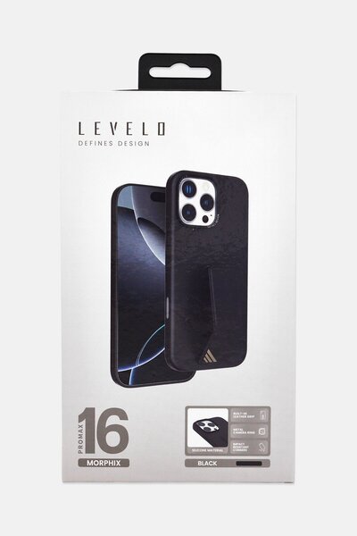 Levelo iPhone 16 Pro Max Morphix Silicone Case With Leather Grip, Black
