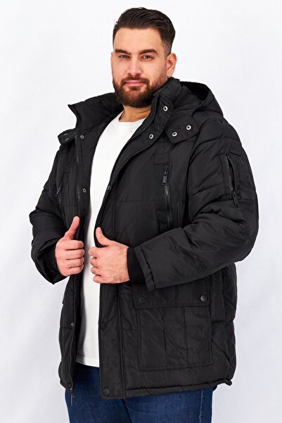 Rocawear Men Hooded Long Sleeve Quilted Jacket, Black