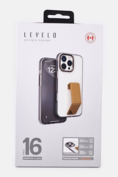 Levelo iPhone 16 Pro Morphix Clara Grip Stand Protective Case, Transparent