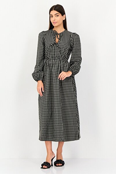 Threadbare Women Check Print Midi Dress, Multicolor