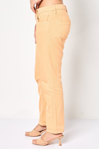 Reiko Women Regular Fit Solid Straight Leg Pants, Light Orange