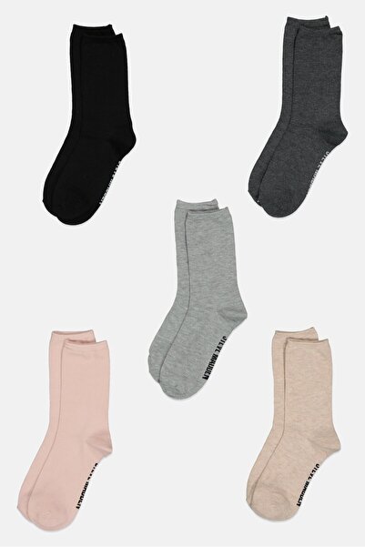 Steve Madden Women 5 Pairs Brand Logo Crew Socks, Multicolor