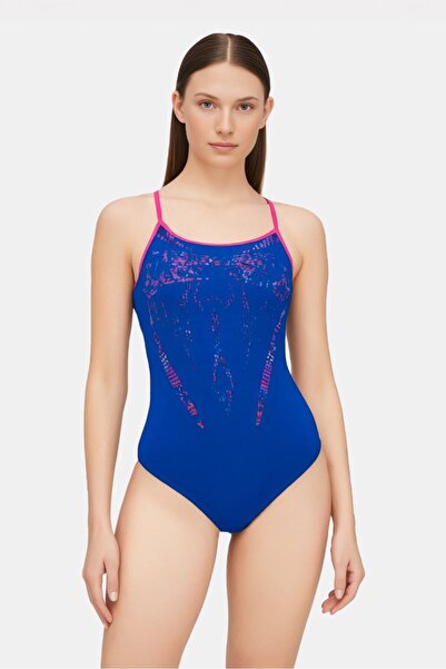 ARENA Women One Piece Graphic Print Swimsuit, Blue