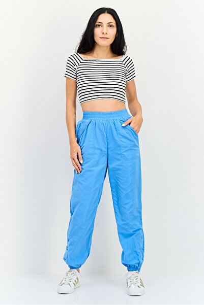 Forever 21 Women Regular Fit Solid Jogger Pants, Blue