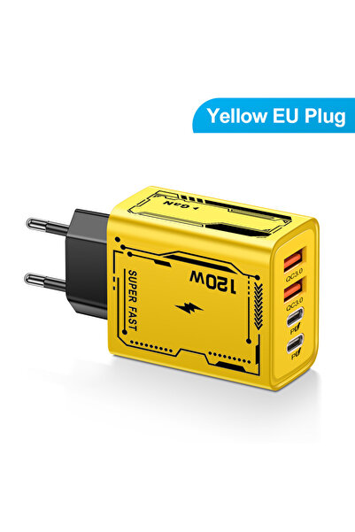 Choice 02 Yellow EU 4 Ports USB C PD Charger Quick Charge 3.0 Type C USB Phon...
