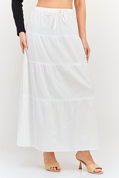 Brave Soul Women Solid Maxi Skirt, White