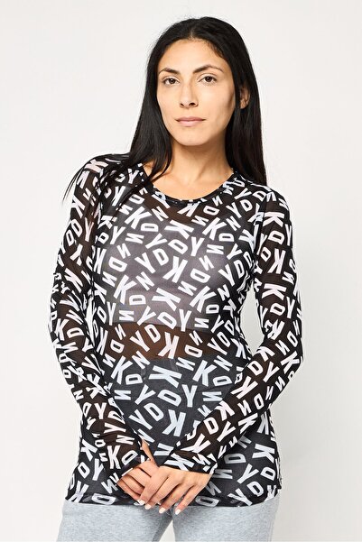 DKNY Sport Women Sportswear Fit Long Sleeve Outdoor Mesh Top, Multicolor