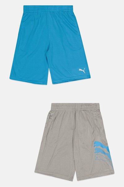 Puma شورت تدريب للأولاد من قطعتين بشعار العلامة التجارية، متعدد الألوان