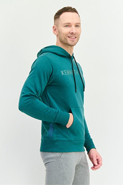 Kenneth Cole Men Active Hooded Brand Logo Long Sleeves Sweatshirt, Green