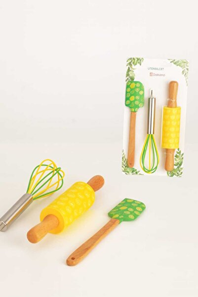 Tohana Pinterest Lemon 3-Piece Roller-Spatula-Shaker Set Silicone
