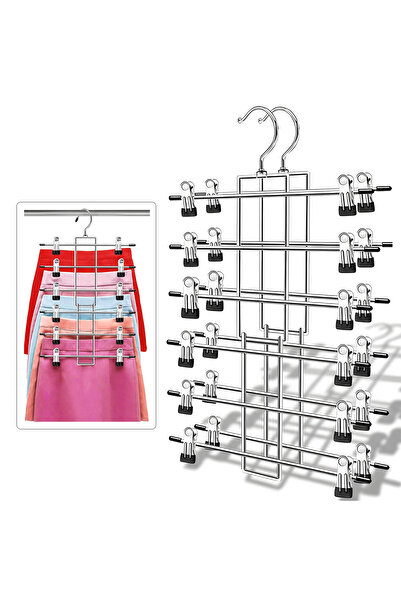 Elindor Set de 2 suporturi Elindor® cu 6 niveluri și 12 cleme, potrivite, 52,6 x 32,3 cm, argintii