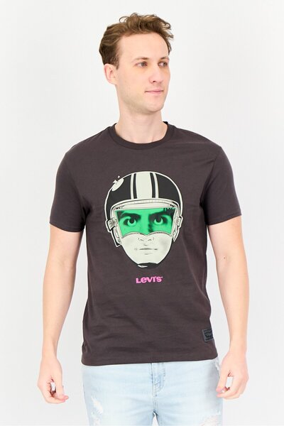 Levi's Men Crew Neck Short Sleeve Graphic Print T-Shirt, Dark Grey