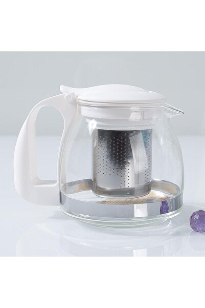 Amentes Glass Teapot with Steel Strainer White 700 ml