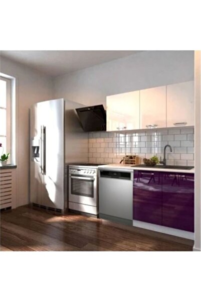 Tdesigno Hima Hazır Mutfak Dolabı – 140 Cm- Parlak--Beyaz Laminat Tezgah Dahil-Bulaşık Makinesi Yeri Mevcut