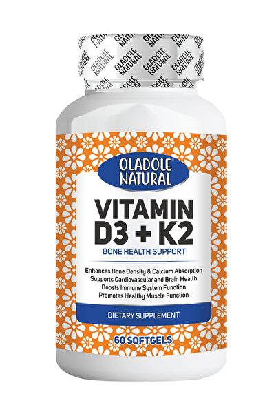 Oladole Natural مكمل فيتامين د3 4000 وحدة دولية + ك2 - 60 كبسولة هلامية
