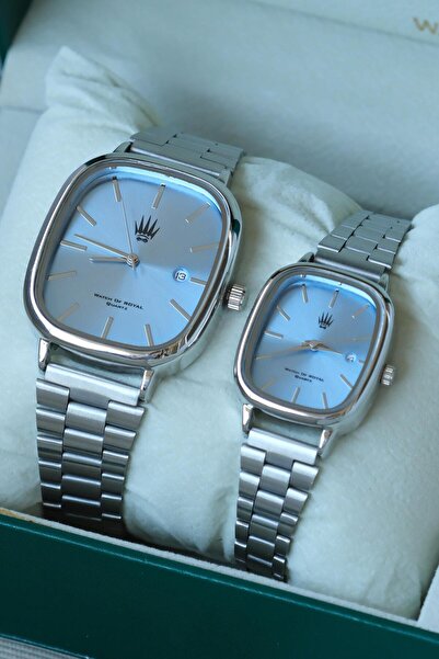 WATCHOFROYAL Couple Watch Classic Time Silver Blue Wristwatch