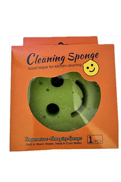 OEM Smiley Dish Sponge, Two-Sided, Rigid and Soft, Green, 1 pc