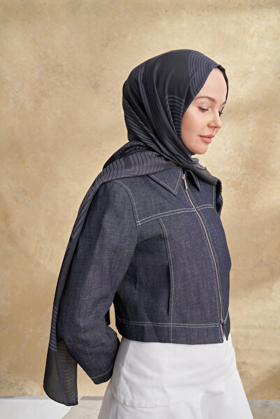 ARMANDA Fiori Jakar Line Pattern Shawl - Anthracite