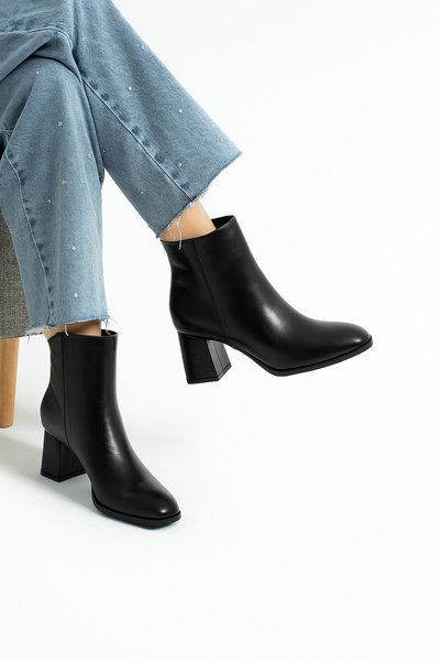 Bufu Luna Noir Shiny Heeled Women's Boots, Stylish, Elegant, Modern Design Suitable for Daily Use