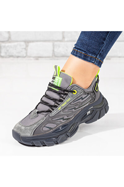 BMoD Pantofi sport gri și verzi cu talpă groasă pentru femei MOD10025