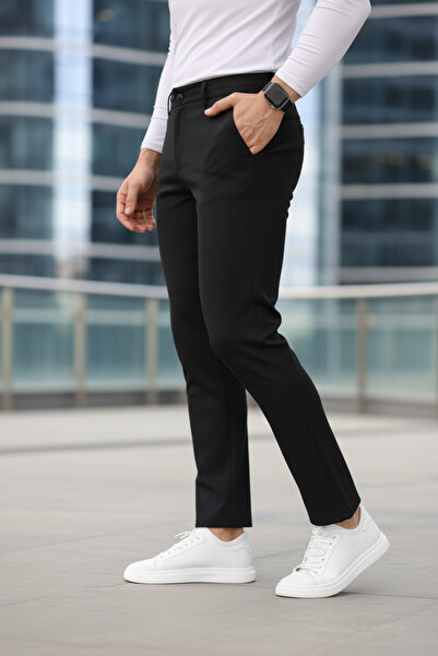 hello7 Açık Gri Slim Fit Desenli Erkek Pantolon Günlük Ofis