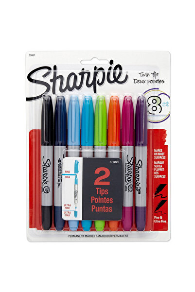 Sharpie Set of 8 Twin Tip markers, 2 tips
