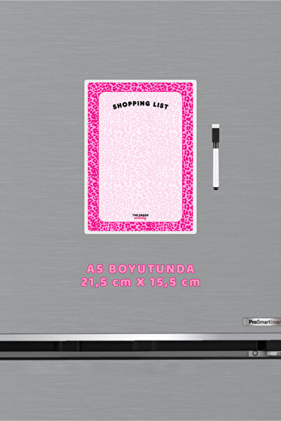 The Grade مذكرة صيفية قابلة للمسح، نمط الفهد الوردي، قائمة تسوق، ديكور منزلي، مذكرة ثلاجة مغناطيسية