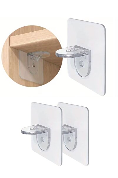 ARVALE Şeffaf Kendinden Yapışkanlı Raf Tutucu Askı – Delme Gerektirmez - 2 Adet